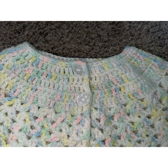 Baby Sweater Cardigan‎ Crocheted Pastel Multicolor - Picture 4 of 5